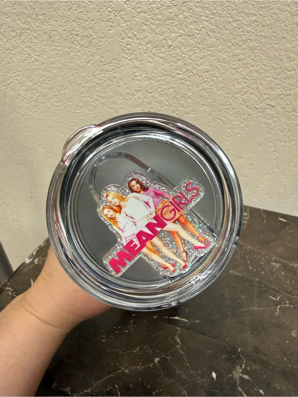 Mean Girls Pink Glitter 30 oz Skinny Tumbler Cup Handmade
